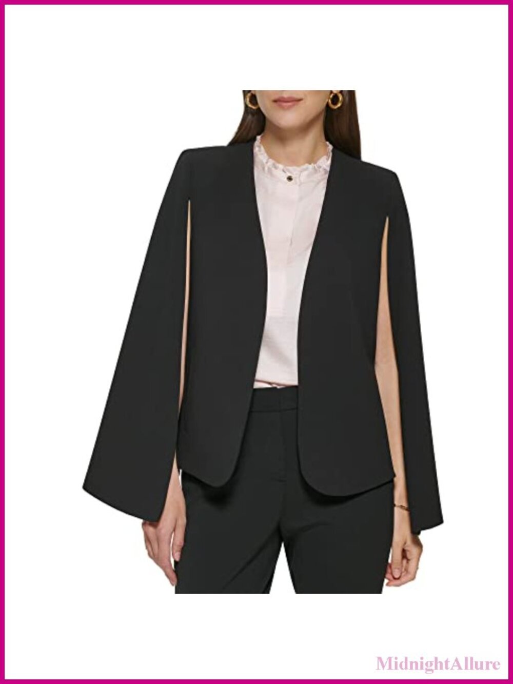 DKNY Open Front Blazer Cape Polyester Spandex Casual Workwear